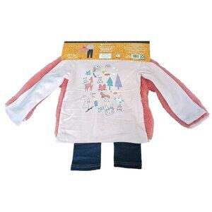Members Mark Matching Set 3 piece Girls Top Pants Coat Jacket Woodland Owl Trees